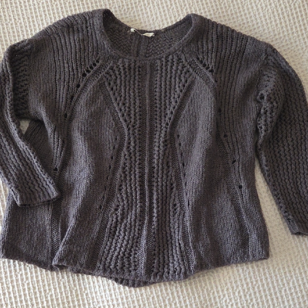 Soft Surroundings Textured Knit Sweater in Dark Gray